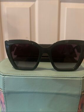 Furla Dark Green Cat-Eye Sunglasses with Dark Lenses